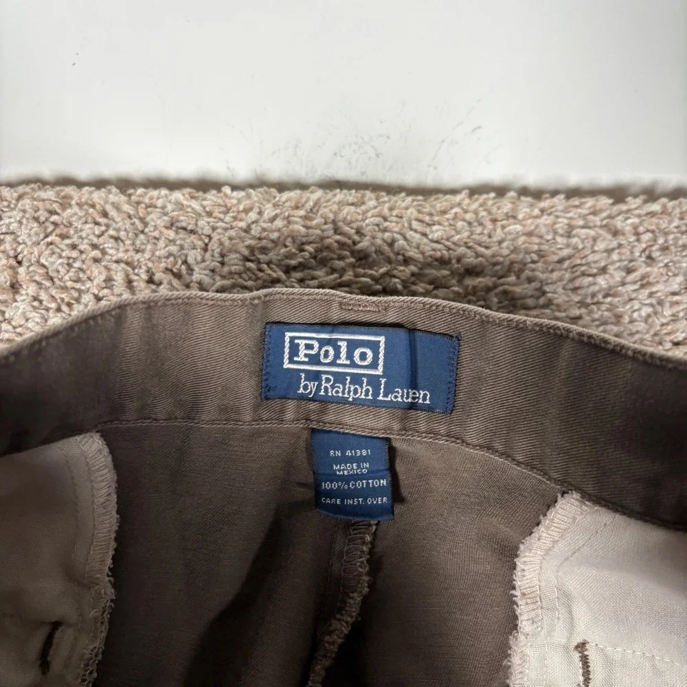 Polo Ralph Lauren Mens Brown Cotton Twill Straight Leg Chino Pants 33x32 Cuffed